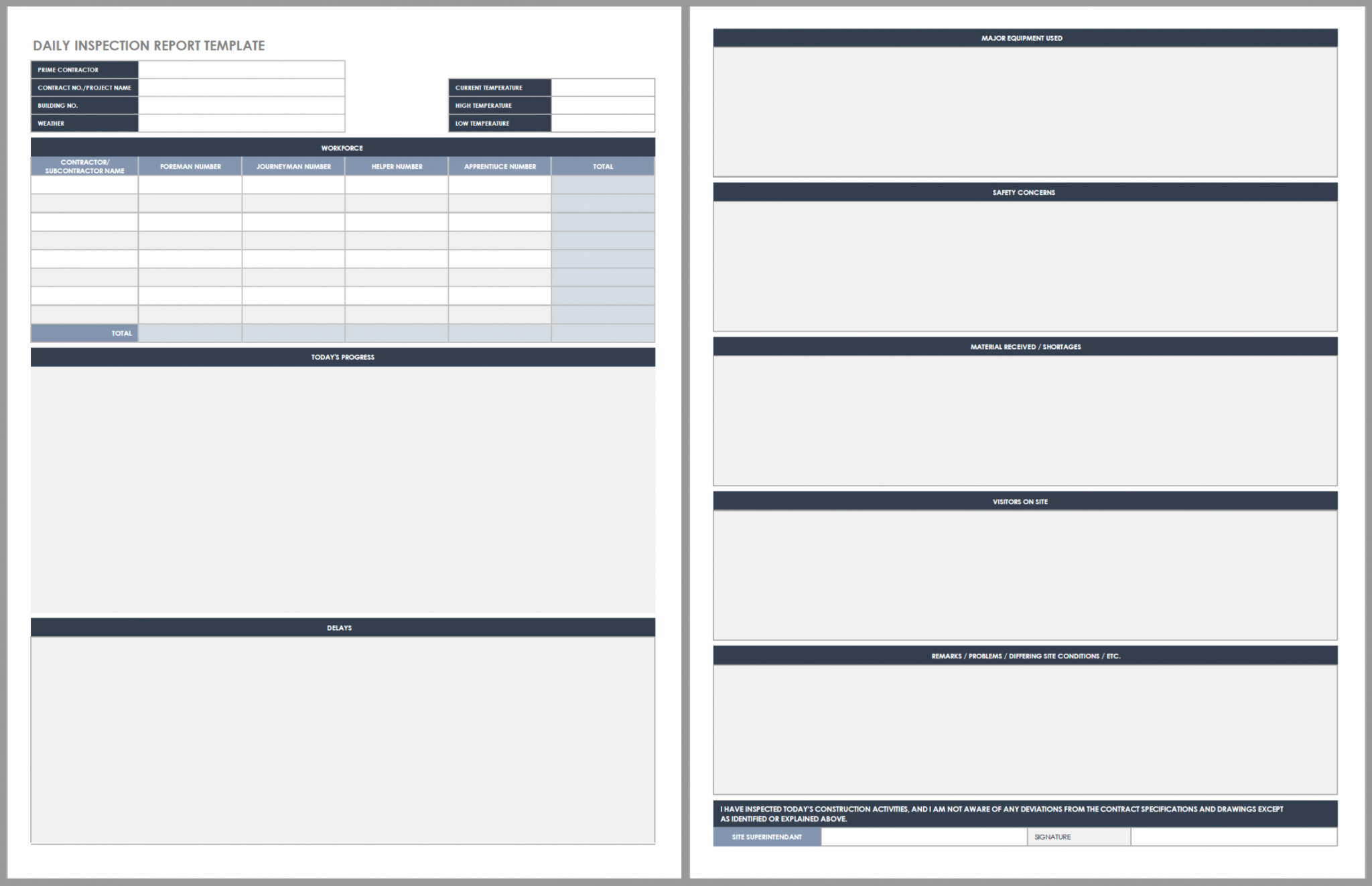 Daily Shift Report Template Excel