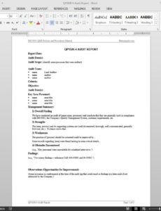 sample audit report iso template  qp10204 audit report findings template sample