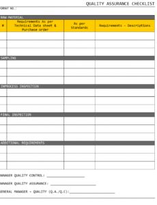sample quality assurance checklist template quality assurance audit report template example