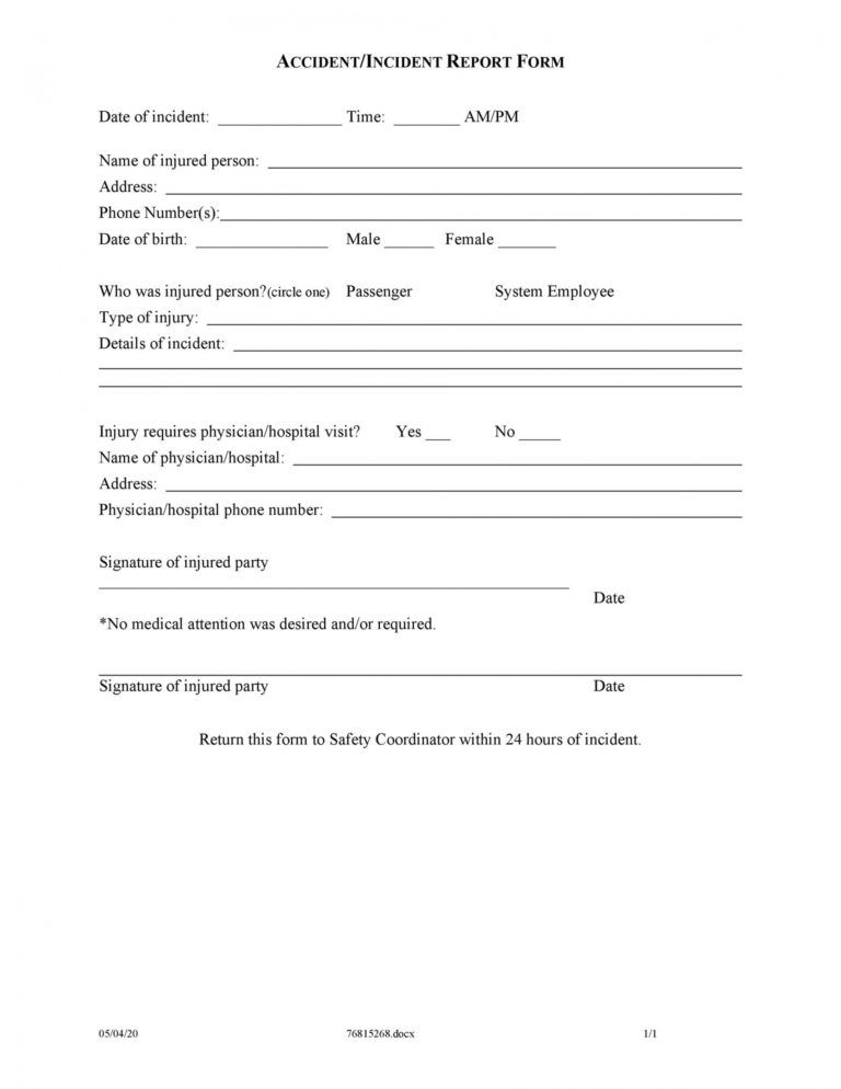 Office Incident Report Template