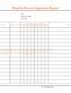 editable inprocess inspection  procedure &amp; template quality assurance work in process report template