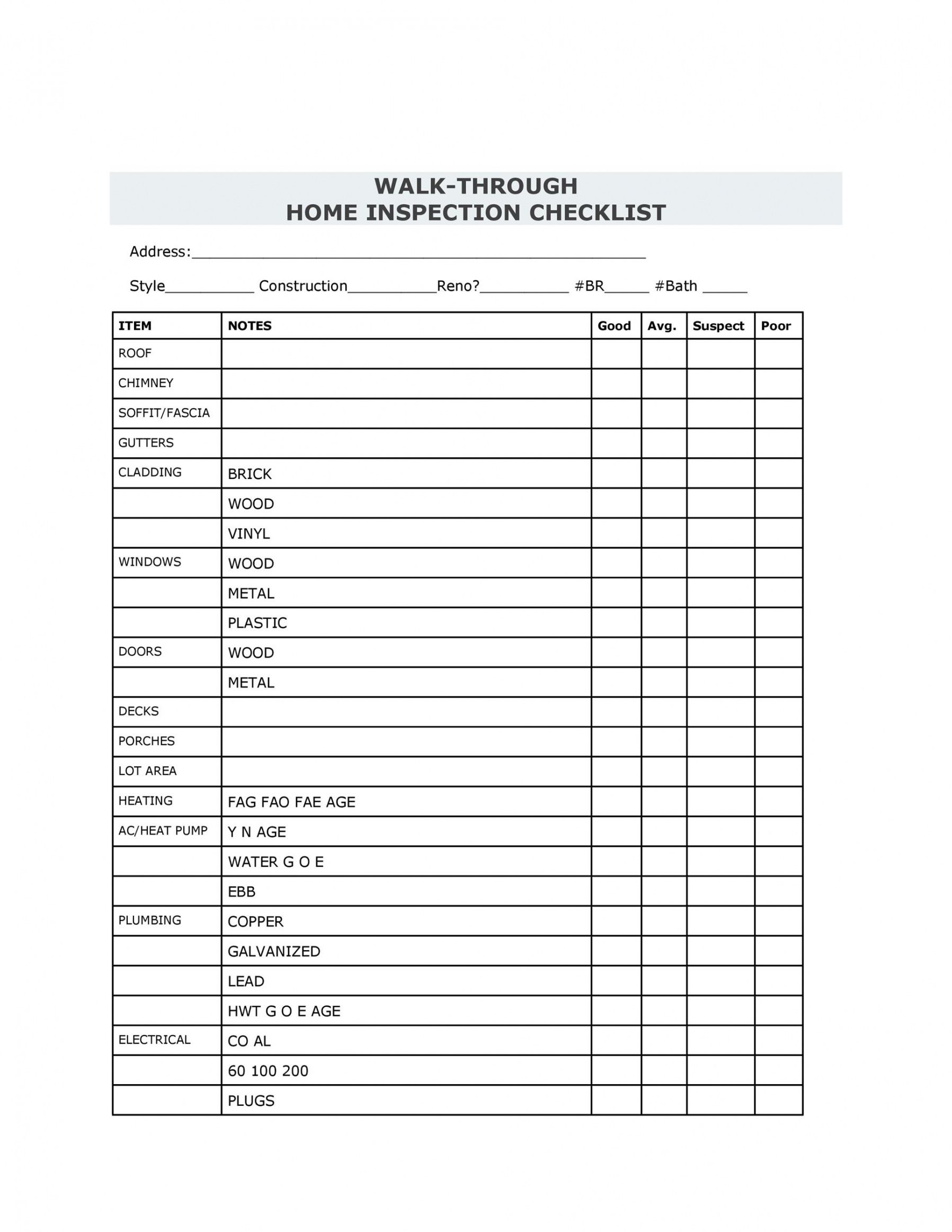 free 20 printable home inspection checklists word pdf periodic inspection report for rental property template
