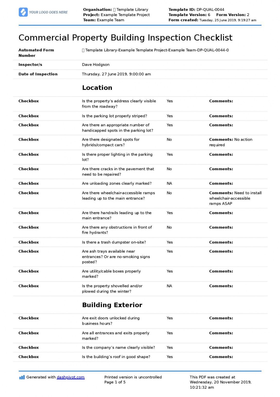 free commercial building inspection checklist quicker  easier building inspection report template doc