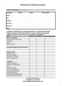 free free 6 restaurant opening checklist forms in pdf  ms word restaurant manager daily report template word