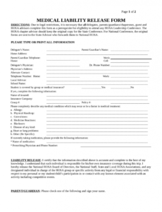 free medical liability release form  edit fill sign online medical release of liability form template pdf