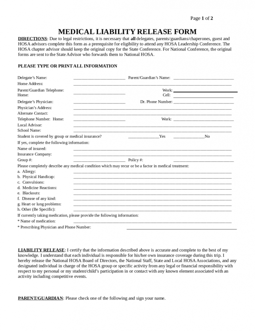 free medical liability release form  edit fill sign online medical release of liability form template pdf