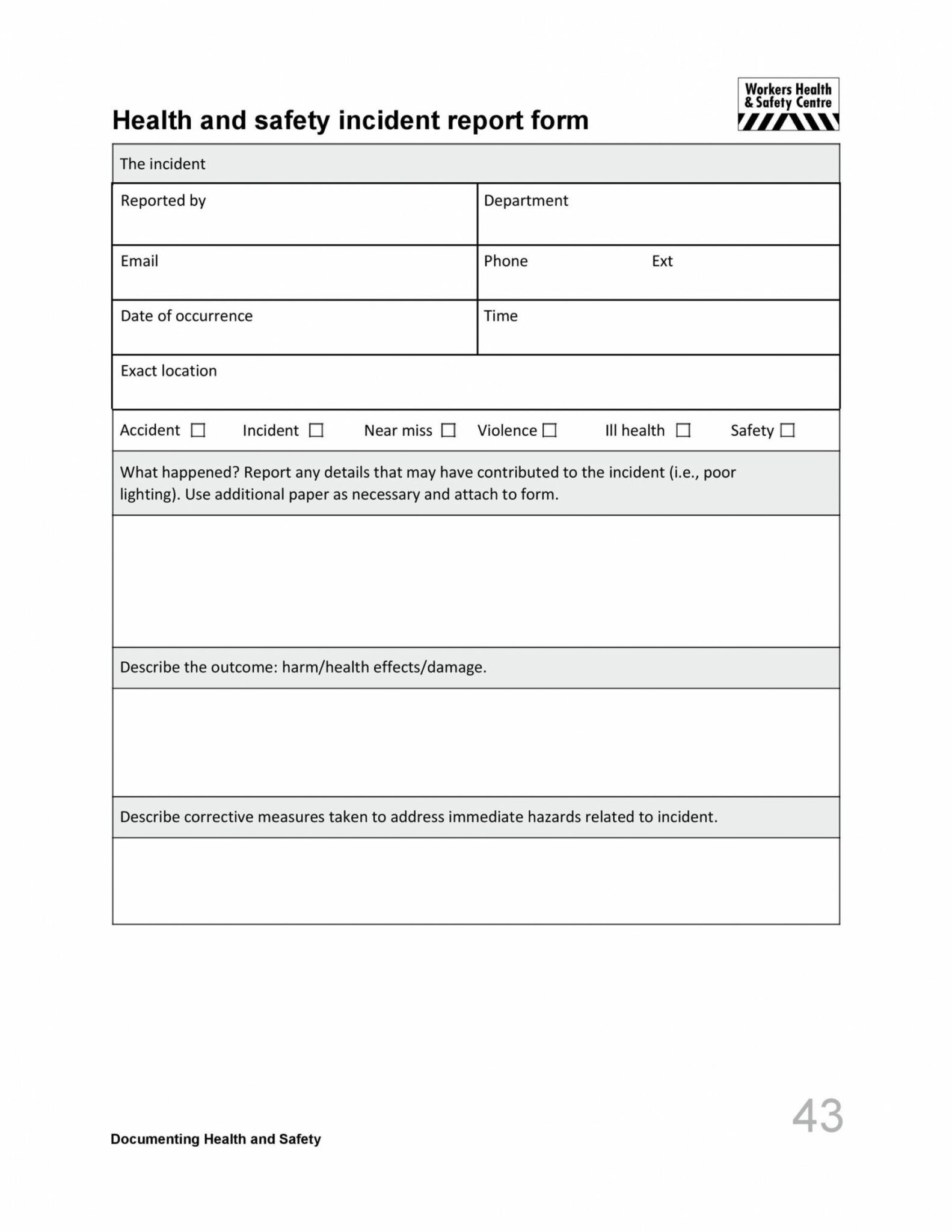 Employee Incident Report Templates