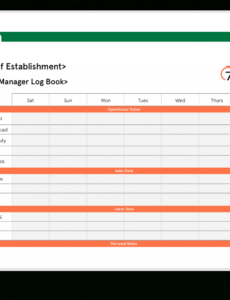 printable download free restaurant manager log book template restaurant manager daily report template word