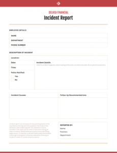 printable how to write an effective incident report  templates workplace accident report form template excel