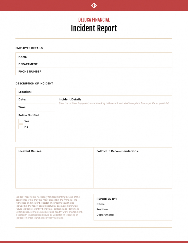 Printable How To Write An Effective Incident Report Templates Workplace
