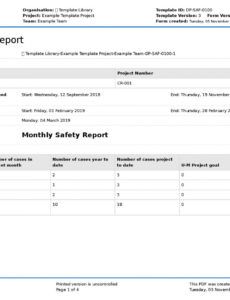 printable monthly safety report template better format than word or construction safety report template example