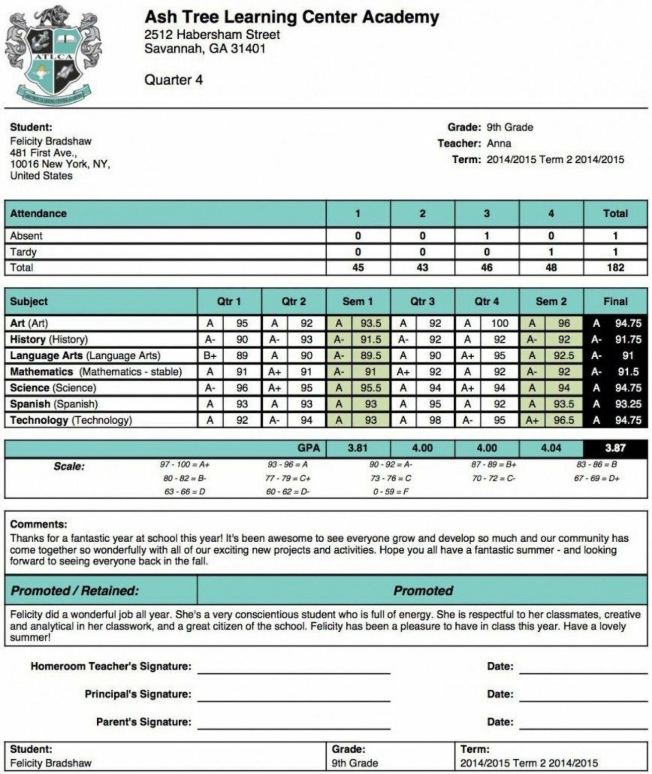 Printable Report Card Template Excel ~ Addictionary Summer School