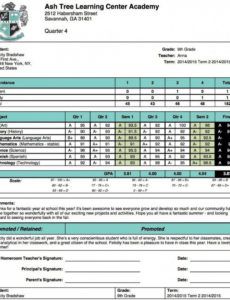 printable report card template excel ~ addictionary summer school report card template sample
