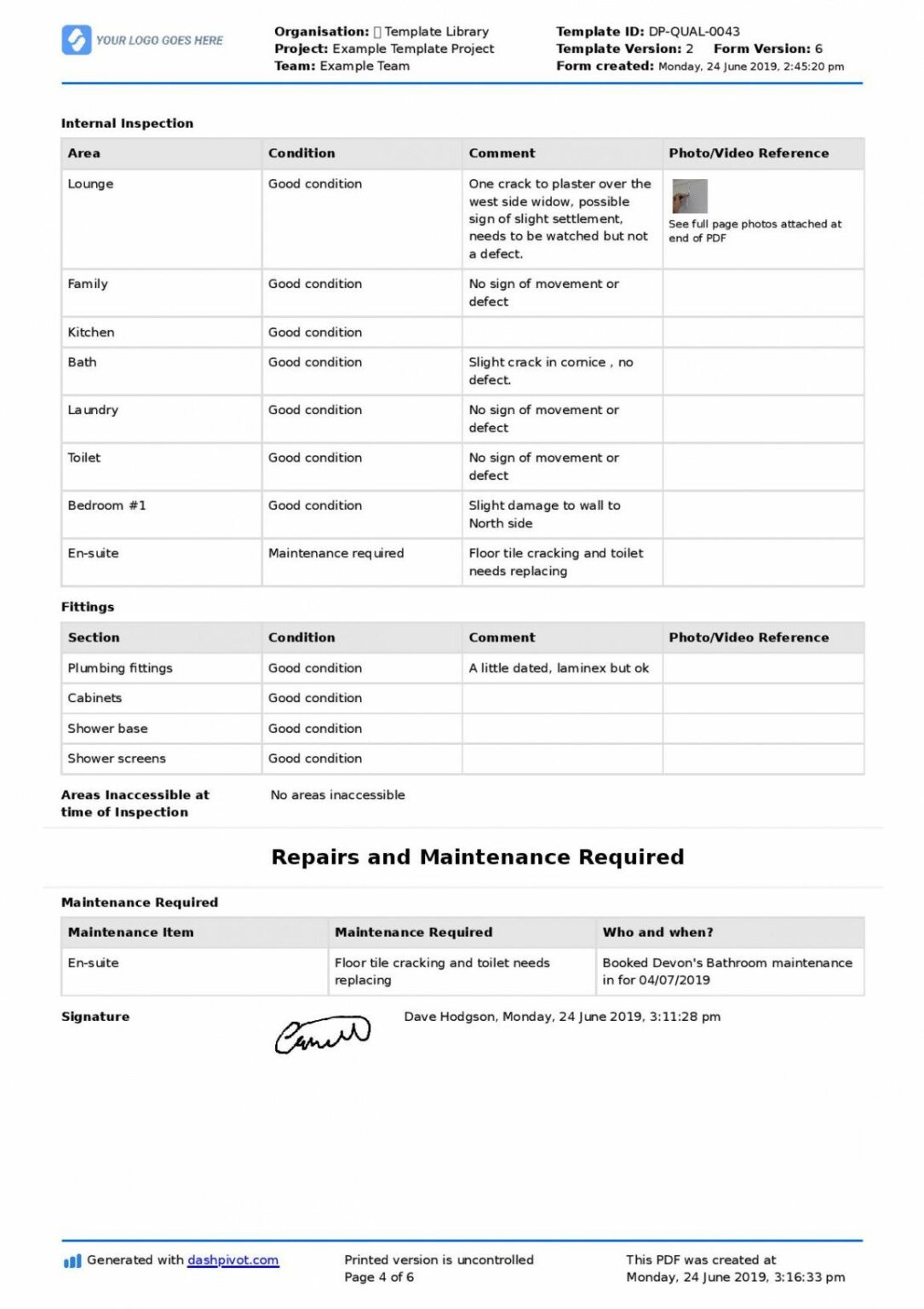 Property Inspection Report Template Free And Customisable Residential 