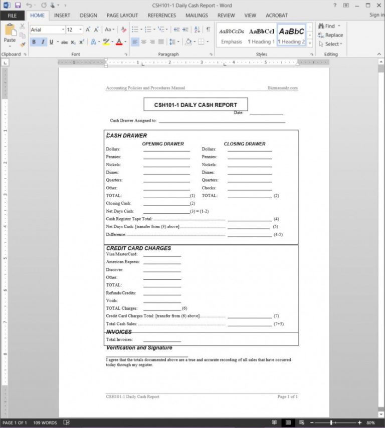 Liquidity Report Template