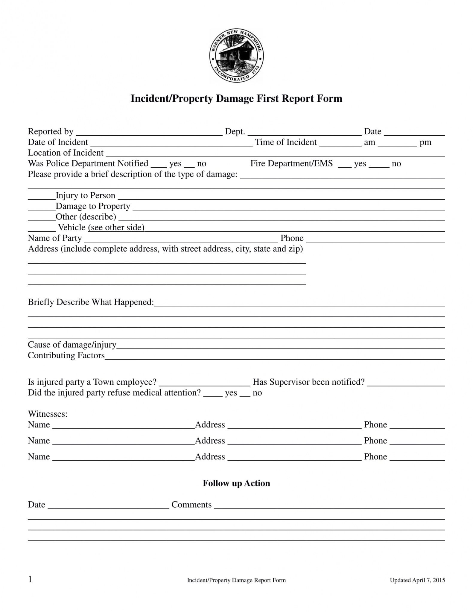 sample free 14 damage report forms in ms word  pdf  excel property damage report form template example