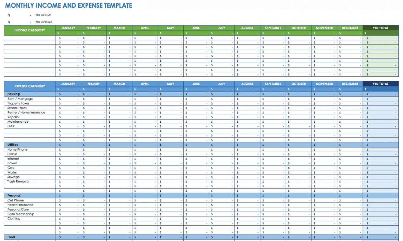 free excel business monthly expense tracker templates