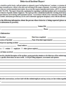 behavior incident report template  welding rodeo designer behavior incident report template pdf