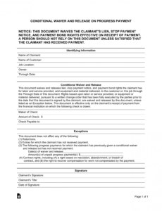 editable conditional contractor&amp;#039;s mechanic&amp;#039;s lien release form conditional lien release template sample
