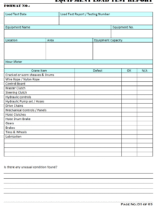 editable equipment load test report load testing report template doc