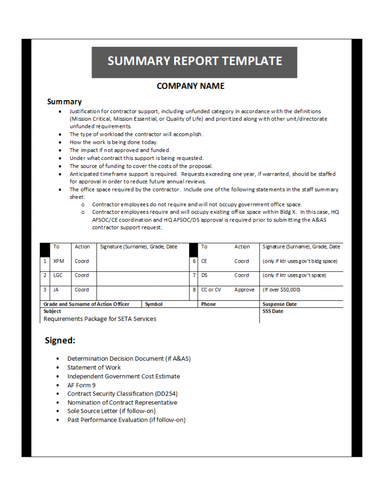 editable summary report template financial summary report template word