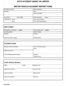 free vehicle accident report form template ~ addictionary traffic accident report template example