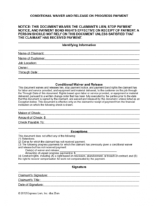hawaii partial conditional lien waiver form  free template conditional lien release template example