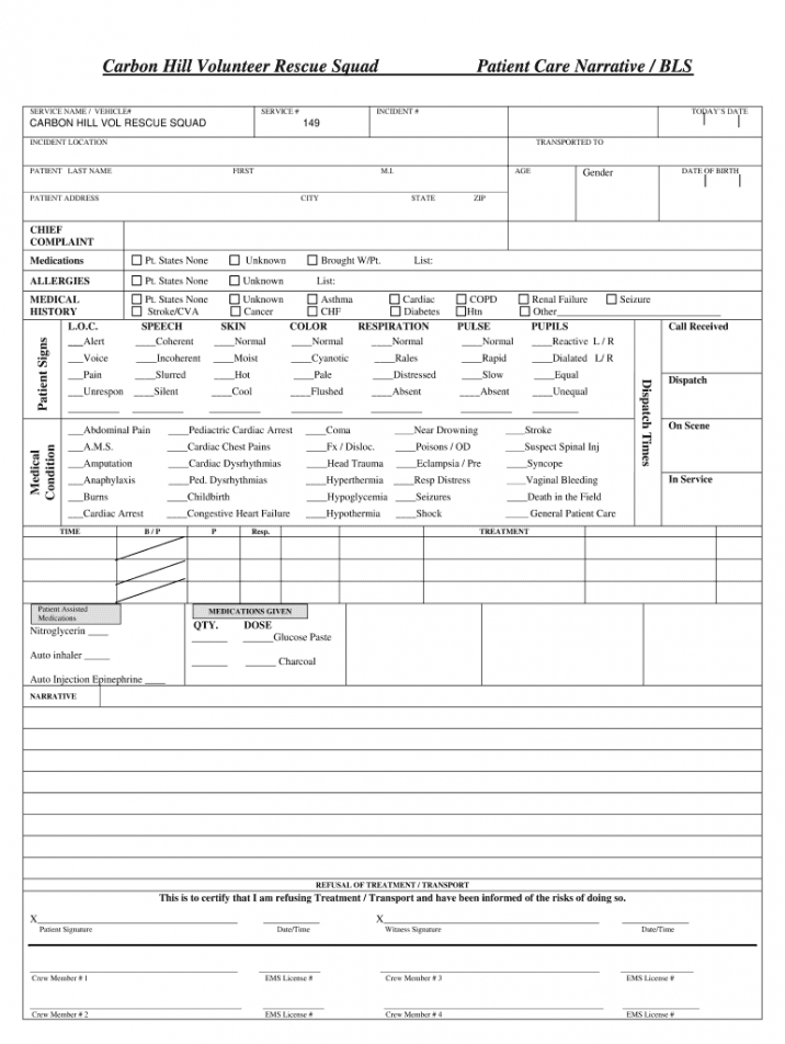 printable ems pcr template  fill online printable fillable blank ems incident report template