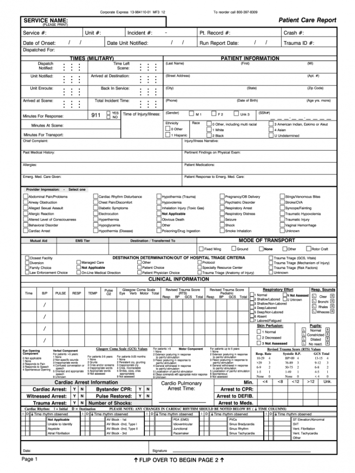 Printable Ems Run Report Template Printable Word Searches