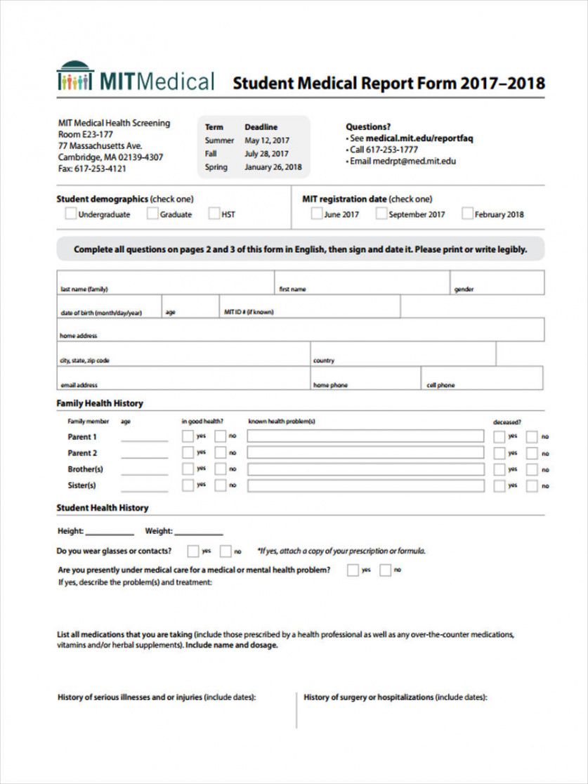 printable free 7 medical report forms in pdf  ms word patient medical report template word