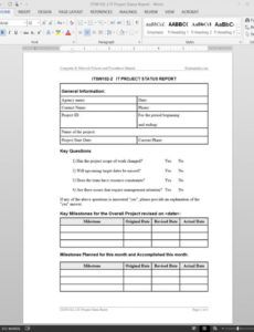 printable it project status report template  itsw1022 project development report template doc
