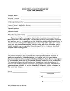 printable nevada final conditional lien waiver form  free template conditional lien release template example