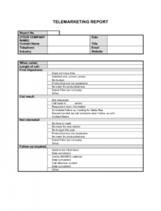 printable telemarketing report template  by businessinabox™ sales rep call report template doc