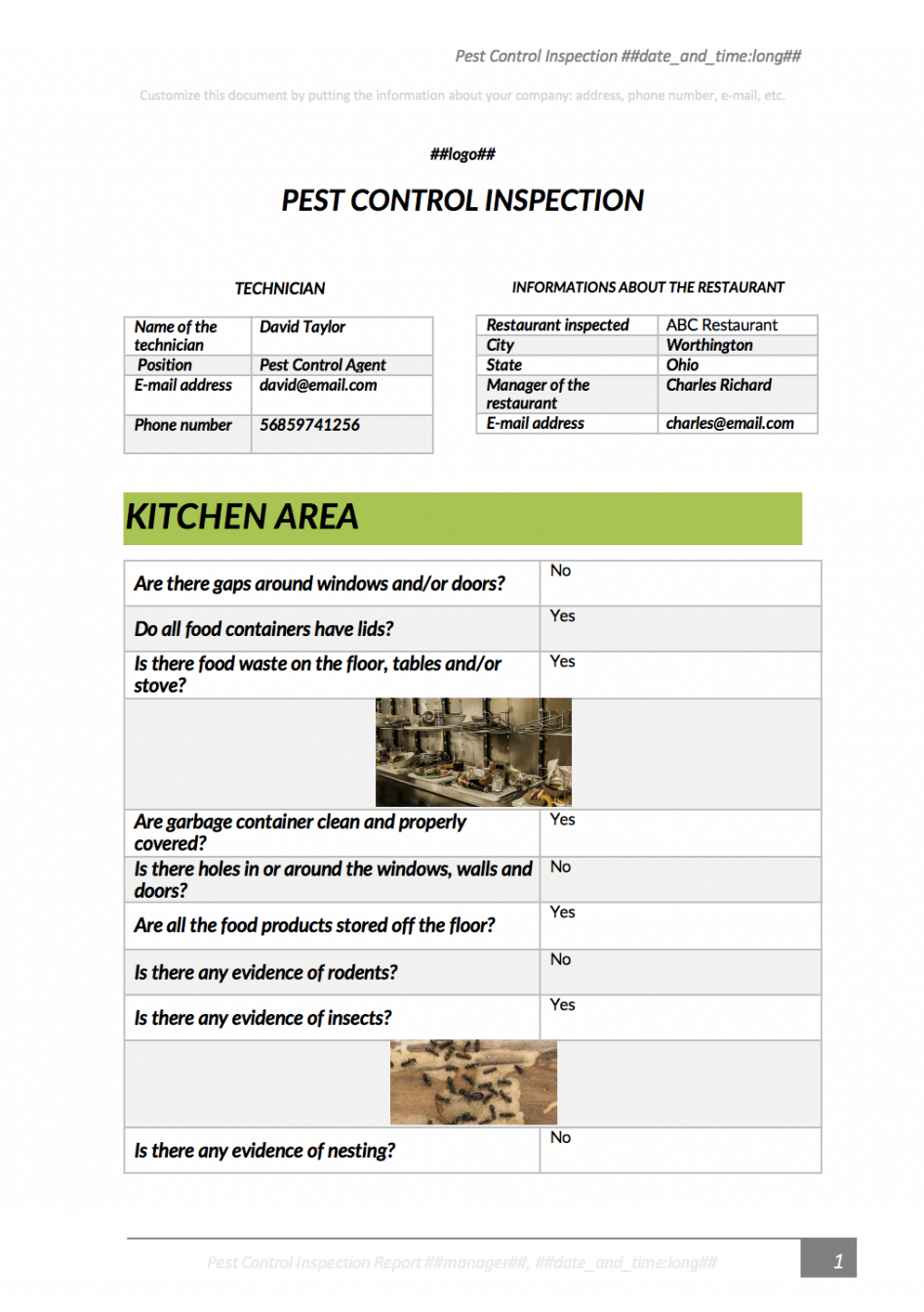 sample ensure a pestfree site with this pest inspection app pest control report template pdf