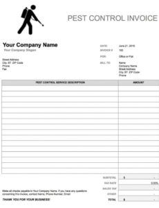 sample free pest control invoice template  pdf  word  excel pest control report template example