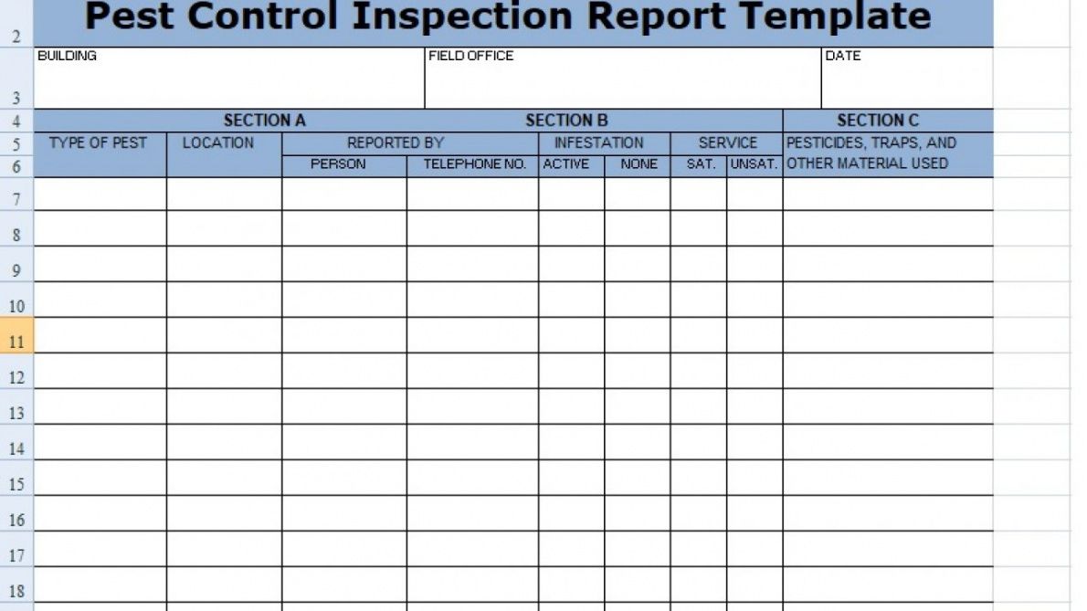sample pest control inspection report template  microsoft project pest control report template pdf