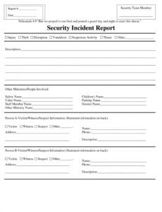 sample security incident report template ~ addictionary security officer incident report template sample