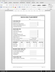 daily flash report template  g&amp;amp;a1042 flash report template example