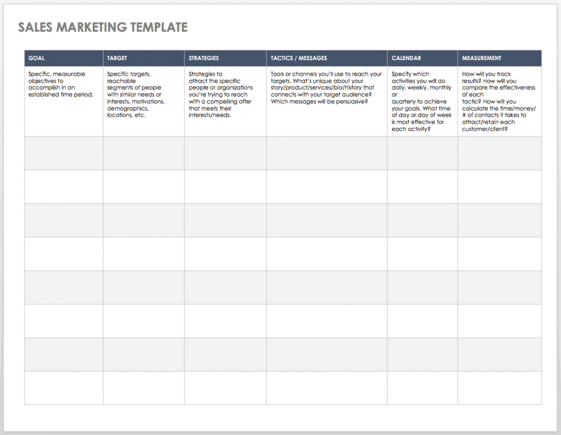 editable free sales plan templates  smartsheet sales team report template example
