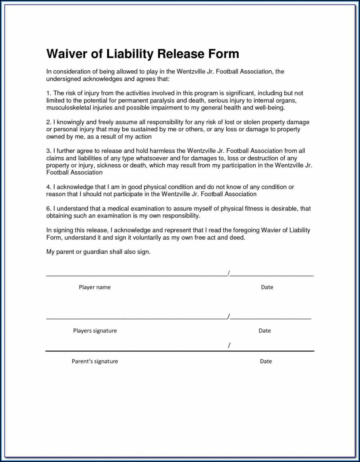 Editable Liability Waiver Form Template Free Addictionary General Liability Release Form