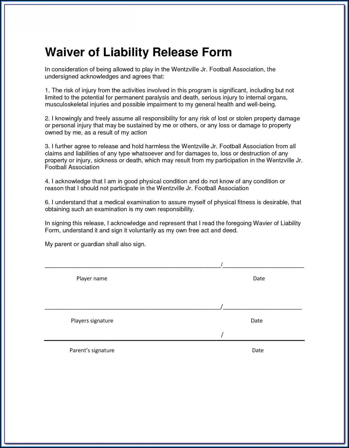 editable liability waiver form template free ~ addictionary general liability release form template doc