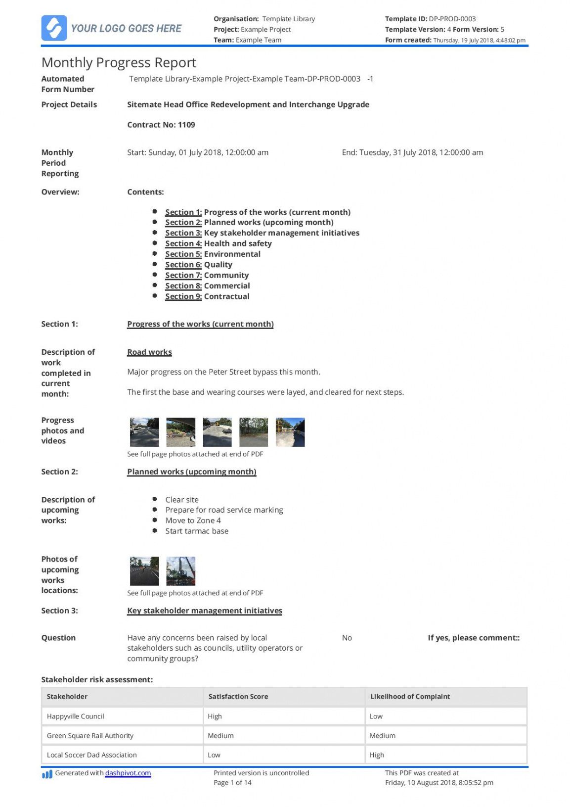 editable monthly construction progress report template use this monthly construction progress report template word