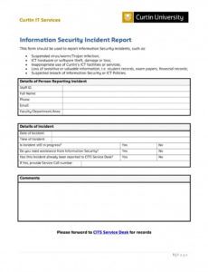 editable security incident report template ~ addictionary security breach report template example