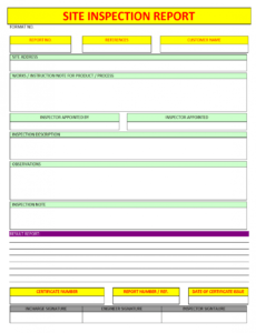 editable site inspection report construction inspection report template sample