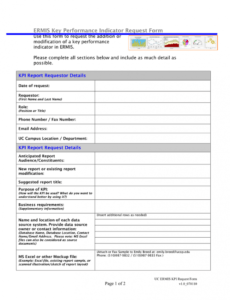 ermis key performance indicator request form data report request form template excel