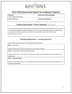 free assessment report sample  kent state university program review report template example