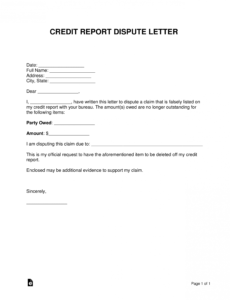 free credit report dispute letter template  sample  word dispute credit report template