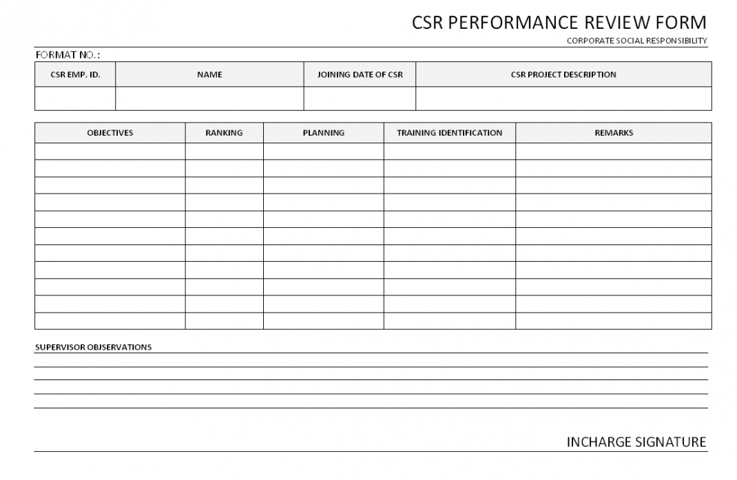 free csr performance review form corporate social responsibility report template doc