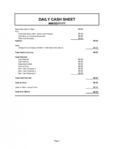 free daily cash sheet template  by businessinabox™ daily cash report template pdf