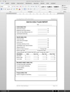 free daily flash report template  g&amp;amp;a1042 daily cash report template